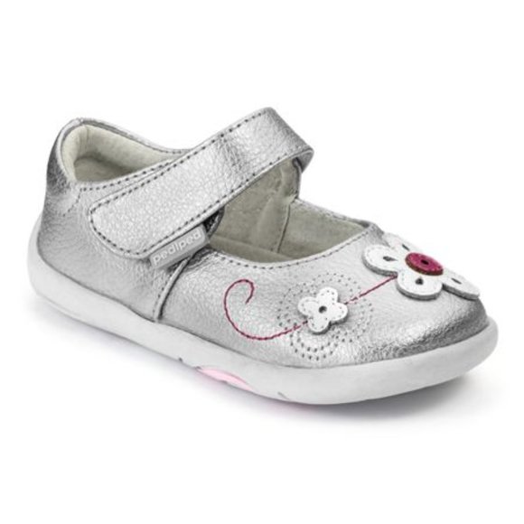 Chaussures Filles Pediped Flex Evie Mary Janes Rose Fleur Et Strass - Pointure 6-6.5 US Enfant (22) - Neuf Avec Emballage